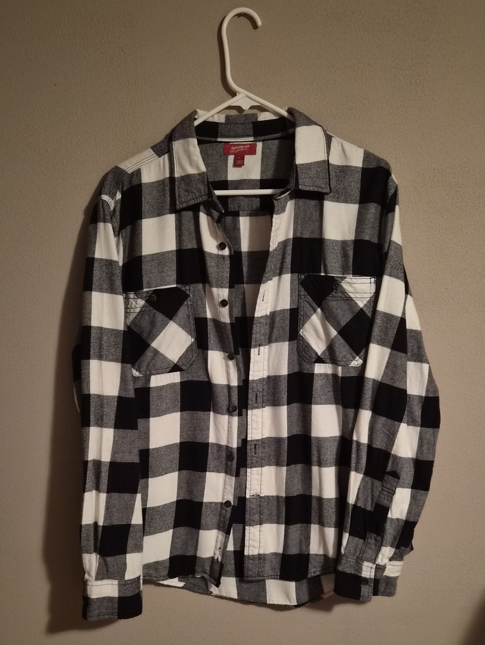 Arizona Jean Company Black and White Buffalo Plaid Button-Down Shirt